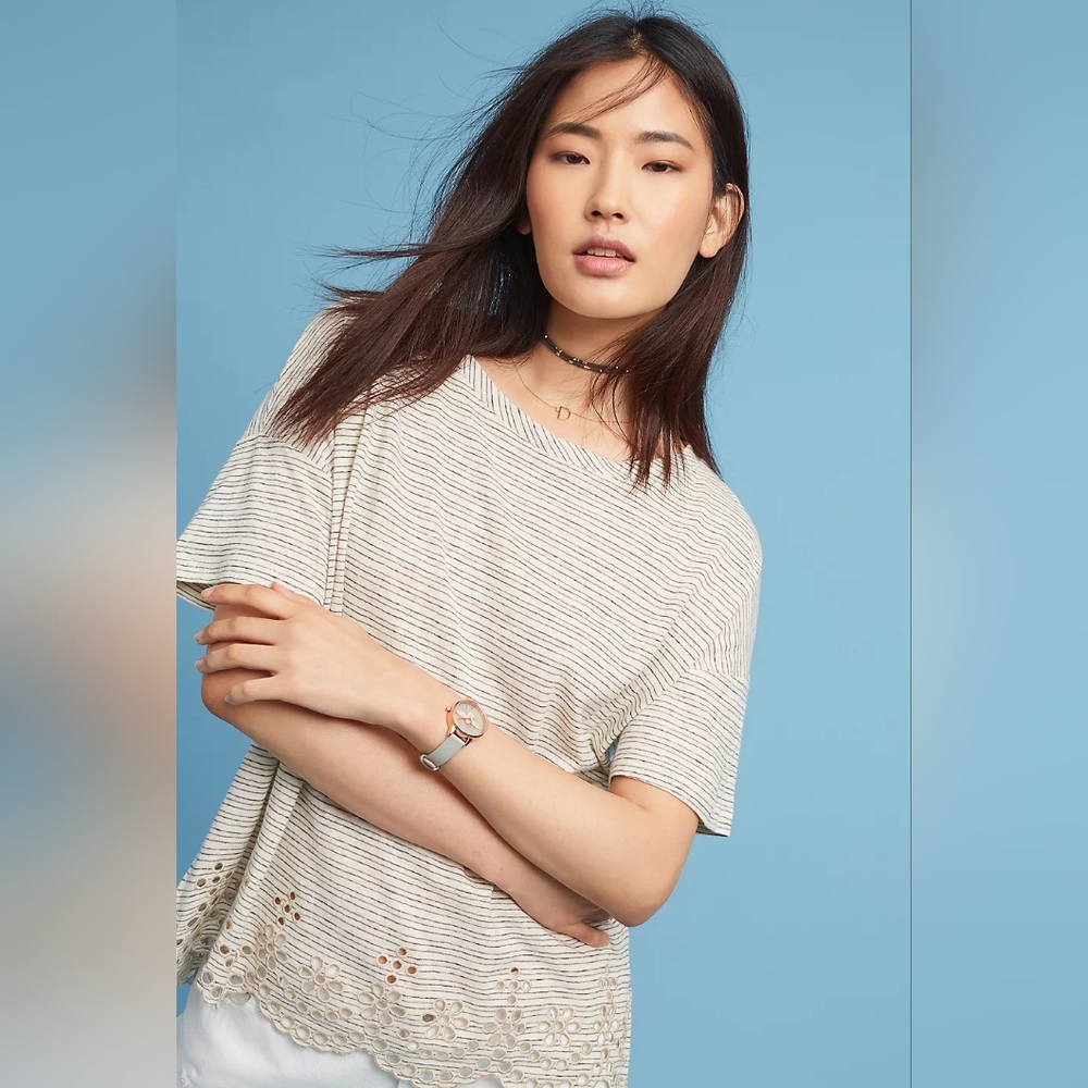 Postmark for Anthropologie eyelet trimmed tee size medium